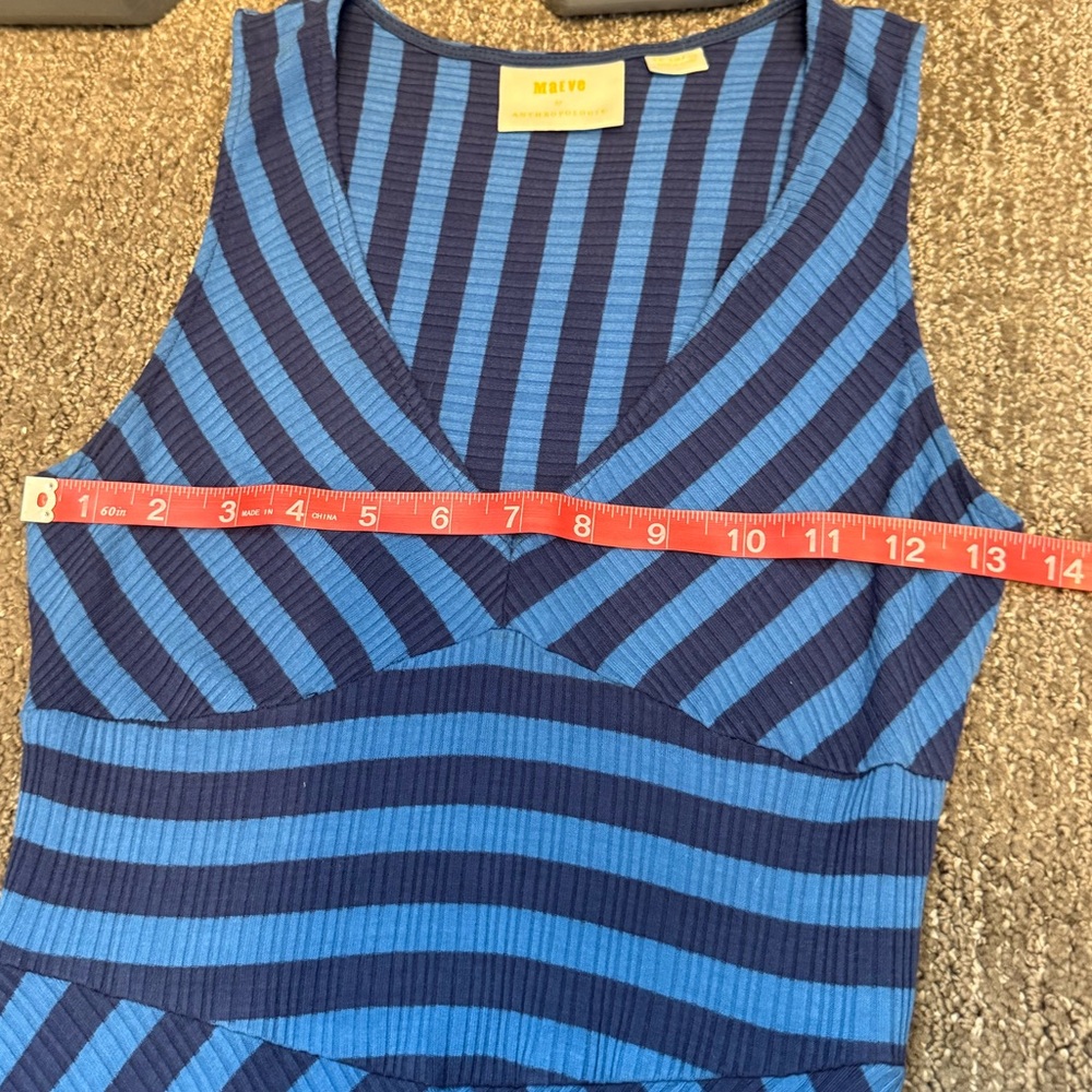 Anthropologie Maeve Bisevo Ribbed Tank Dress Striped Maxi Dress XXS - Picture 11 of 12